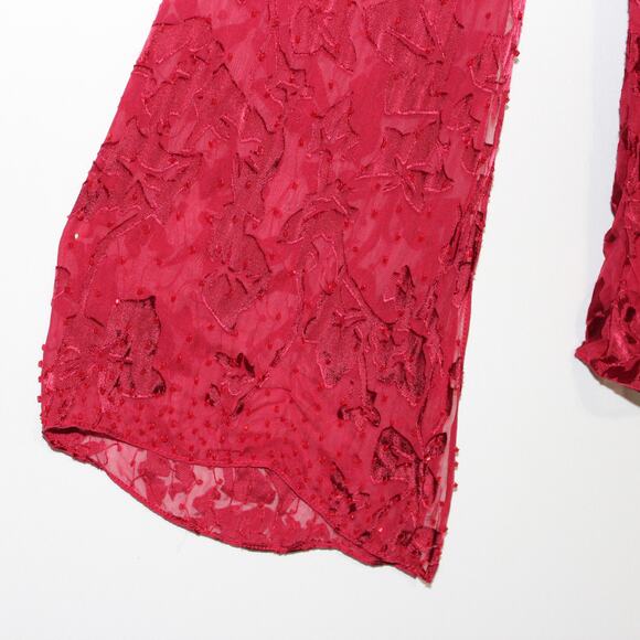 Adrianna Papell Evening Essentials Red Bell Sleeve Silk Blouse Size XL - Picture 7 of 13